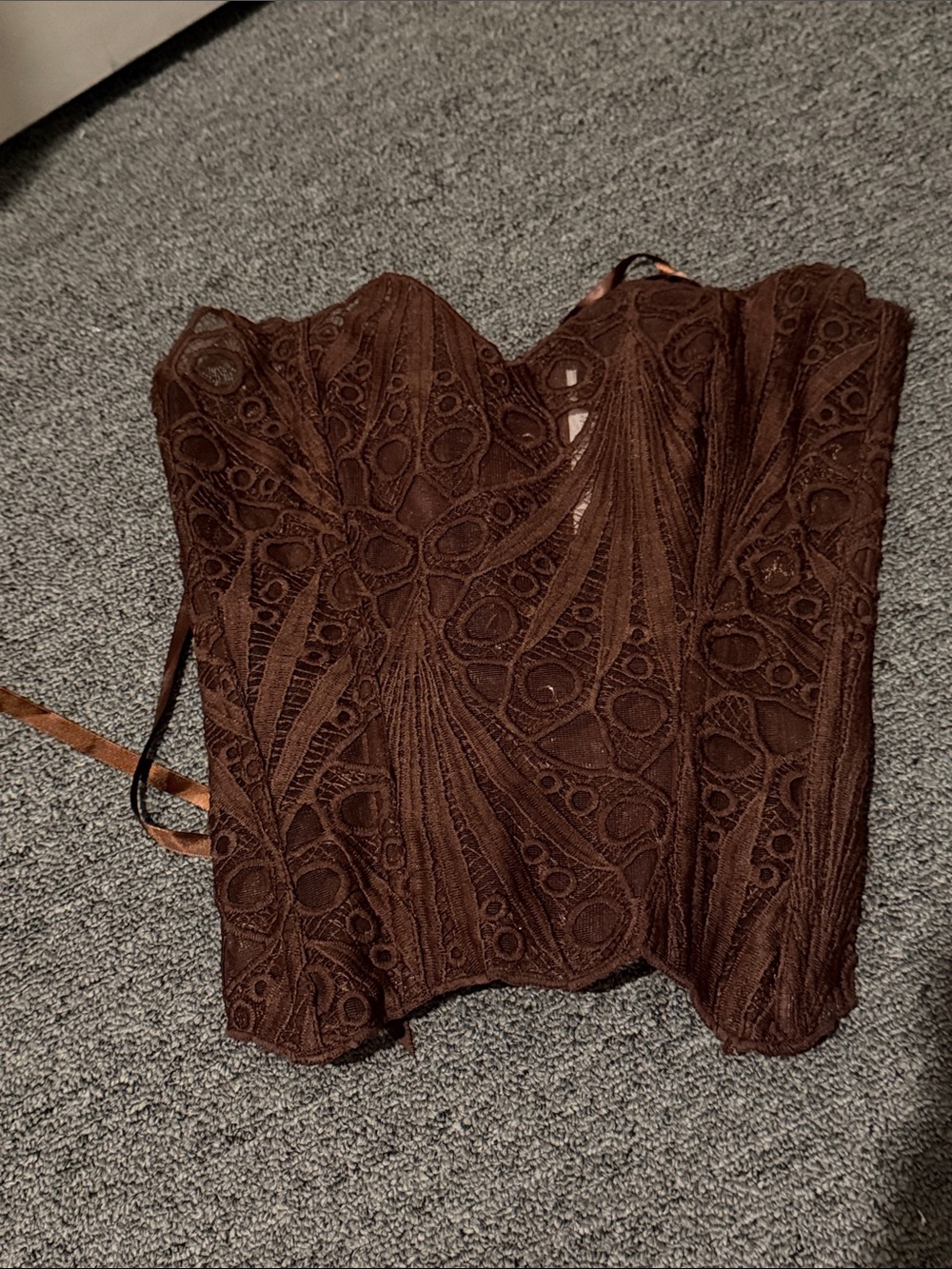 SHEIN Brown Lace Bustier Corset Camisole